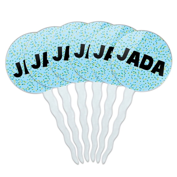Jada Cupcake Picks Toppers - Set of 6 - Blue Speckles