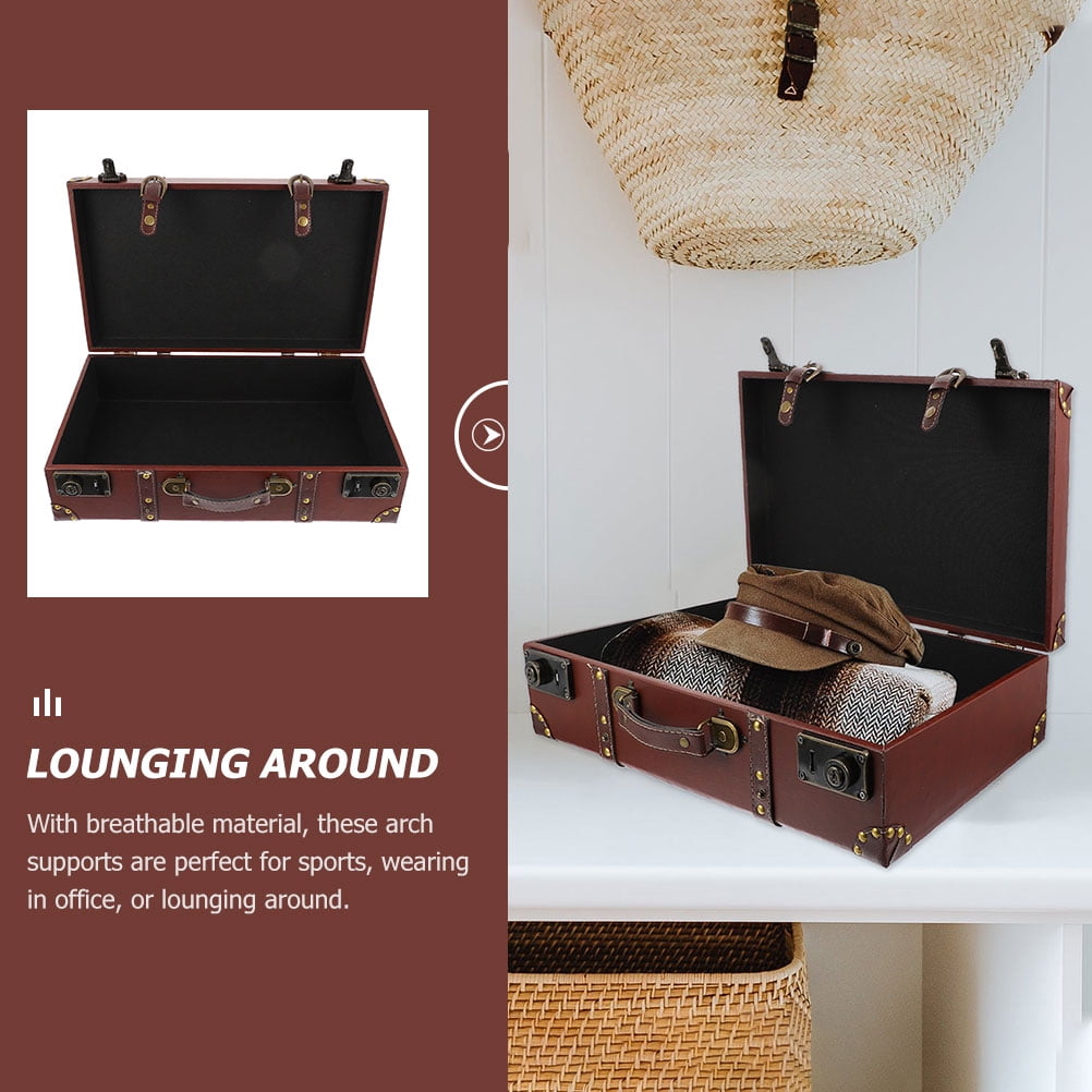 BESTOYARD Vintage Style Suitcase Storage Box Brown Density Board for Photos Souvenirs
