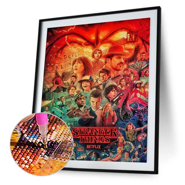 Cuadros Decorativos 5D DIY Diamond Painting Kits Full Round Drill Stranger Things Mosaic Picture Art Tmvgtek embutido en tela