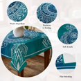 thumbnail image 5 of Teal Blue Boho Table Cloth Waterproof Tablecloths, Retro White Rustic Flower Ethnic Pattern Tablecloth Dining Table Cover for Kitchen Party Tabletop Outdoor, Rectangle Tablecloth 52x70 Inch, 5 of 9