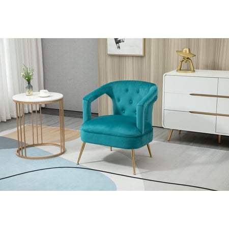 Luccalily Accent Single Sofa Chair,Upholstered Leisure Accent Living Room Chair, Comfy Armchair with Rose Golden Metal Legs,Mid-Century Modern Dining Room Chair