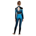 thumbnail image 2 of TiaoBug Girls Full Body Unitard Long Sleeve Gymnastics Leotard Rhinestones Patchwork Ballet Dance Costume Light Blue 12, 2 of 5
