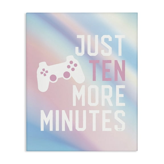 Stupell Industries Pastel Ten More Minutes Gamer Quotes and Sayings Painting Wrapped Canvas Canvas Art Print Wall Art, 16 x 20