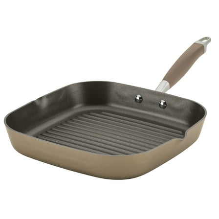 Anolon Advanced Home 11 inch Hard Anodized Nonstick Deep Square Grill Pan, Bronze