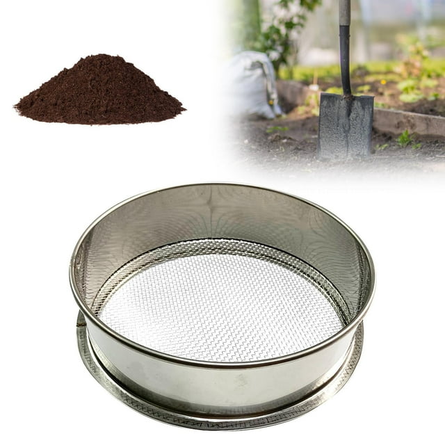 Tamiz de tierra de metal, de mano, malla fina, multifuncional, para jardín y cocina, filtro de arroz, herramienta duradera y compacta