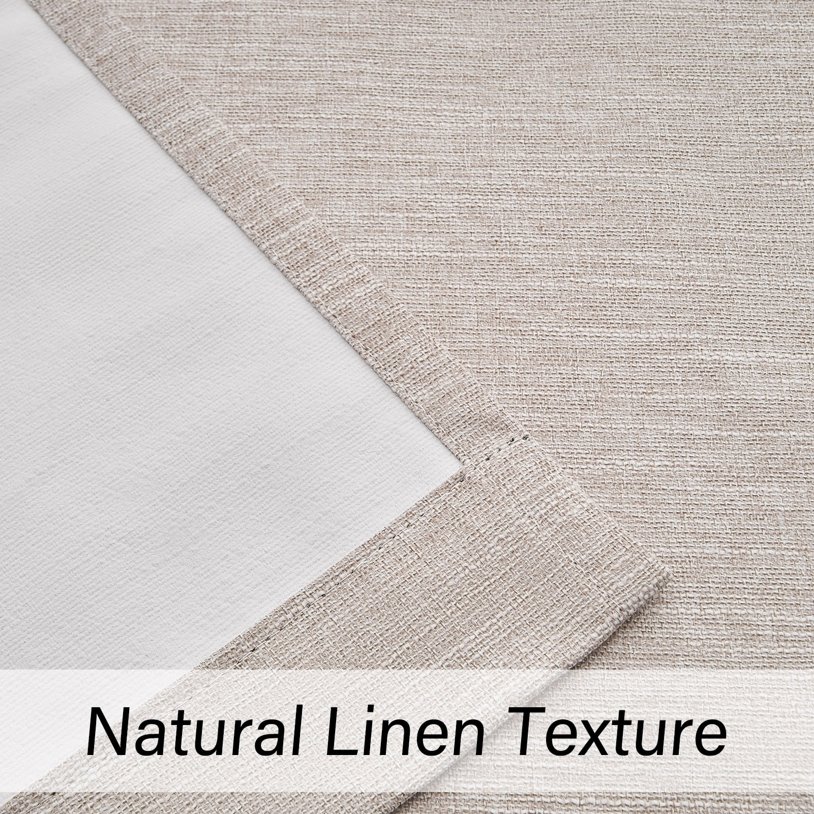 Top Finel Grommet Top Blackout Curtains, Linen, 52" x 90", 2 Panels
