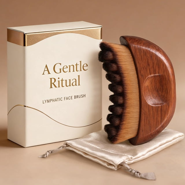 Cepillo facial de contorno linfático Zamlory de madera para drenaje linfático