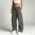 thumbnail image 2 of HomeDM Women's Baggy Sweatpants Wide Leg Drawstring Elastic Waist Lounge Sweat Pants with Pockets Dark Gray L, 2 of 10