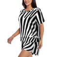 thumbnail image 2 of Fotbe Zebra Print Pajama Set for Women 2 Piece Loungewear Short Sleeve Tops and Shorts Set Soft Sleepwear-3X-Large, 2 of 7