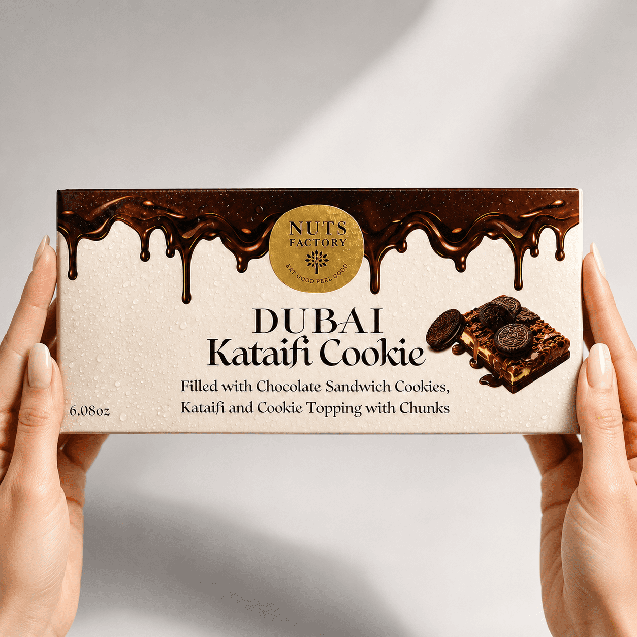 Nuts Factory Dubai Cookie Fusion Chocolate Bars with Chocolate Sandwich Cookies, Crispy Kataifi & Chunky Cookie Topping, Pack of 2 Large Bars – #1 Ranked Dubai Chocolate Bars in the World by CNBC