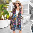 thumbnail image 4 of joogoo Women's Abstract Modern Doodles Beach Cover Up Kimono Swimsuit Summer Cardigan Swimwear M, 4 of 6