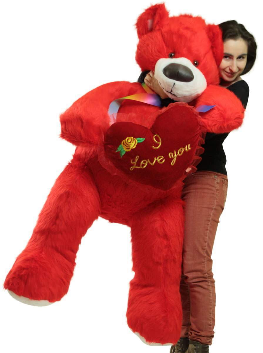 big teddy bear in red colour