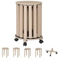 thumbnail image 1 of Costway Stackable Stools Set of 4 with Rolling Base, Locking Casters for Kitchen Apartments Natural, 1 of 10