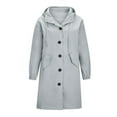 thumbnail image 3 of CNKOO Women‘s Plus Size Solid Color Button Pocket Recreational Hooded Long Sleeve Windbreaker Coat Tops, 3 of 4