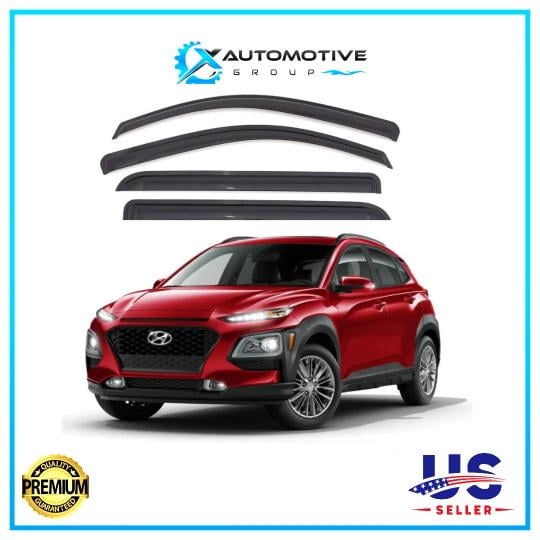 Black Window Vent Visors Rain Guards Deflector For Hyundai KONA 2018-2023