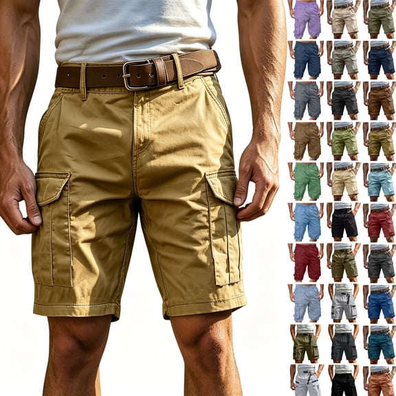 Men's and Big and Tall Cargo Shorts with Multi Pocket, Summer Casual Shorts Lightweight Quick Dry, for Gym Workout Running Hiking | AKLJWH,Dark Blue L
