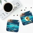thumbnail image 4 of Pofeuu Hawaiian Ship Dolphin Print Coasters for Drinks, 4Pack PU Leather Coasters, Bar Drink Coasters for Tabletop Protection, Furniture from Damage-Square, 4 of 6