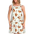 thumbnail image 1 of Fotbe Squirrel Playing Vestido de Verano sin Mangas para Mujer – Vestido Midi Línea A, Estilo Camiseta Floral, Vestido Playero Casual y Fluido, 1 of 7