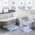 thumbnail image 6 of White Blue Daisy Bathroom Rugs Set Spring Watercolor White Floral Leaf Plant Blue Background Non Slip Absorbent Bath Mats 3 Piece Set, U-Shaped Floor Mat, Toilet Seat Cover Large Size, 6 of 9