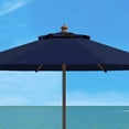 thumbnail image 4 of SAFAVIEH Cannes 11' Wooden Pulley Market Umbrella, Navy, 4 of 6