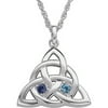 Personalized Planet Couple's Birthstone Silver-Plated Celtic Knot Pendant, 20"