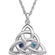 Personalized Planet Couple's Birthstone Silver-Plated Celtic Knot Pendant, 20"