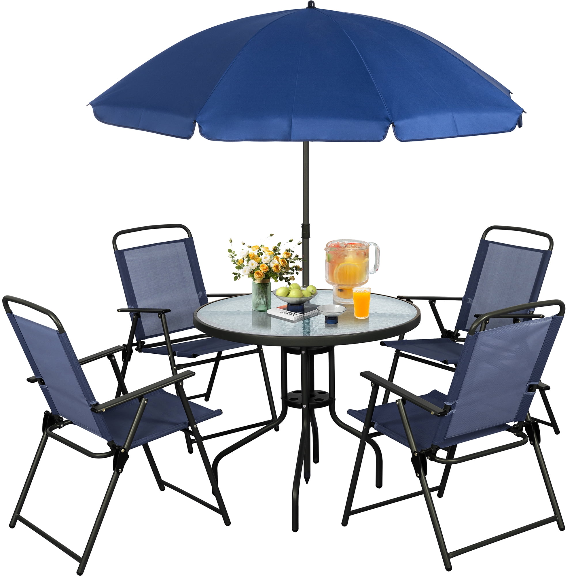 6 piece patio set chairs umbrella table for under 200 Vongrasig Pieces Folding Dining Set, All Weather Small Metal Outdoor and Chair Set, Garden Patio Furniture w/Umbrella, Glass Table & 4 Folding Lawn, Backyard, Silver 1.57 inches round Swivel chair measures 22 inches long x 22 inches wide x 35 inches high Seat measures 15.5 inches high x 20 inches wide Chair weight capacity of 300 pounds 6 Pieces Patio Dining Set