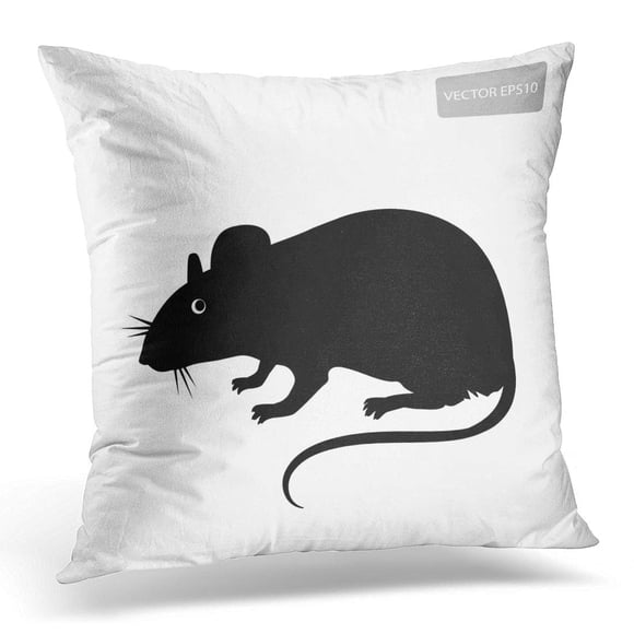 BOSDECO Silhouette de Souris et Rat Noirs sur Fond de Maladie Blanche Rongeur Nocif Parasite Maison Dessin Taie d'Oreiller Latérale Housse de Coussin Étui 20x20 Pouces