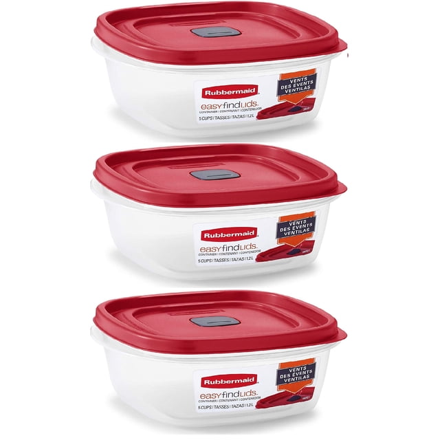 Recipiente de almacenamiento de alimentos Rubbermaid Easy Find con tapa de 1,2 L (paquete de 3)