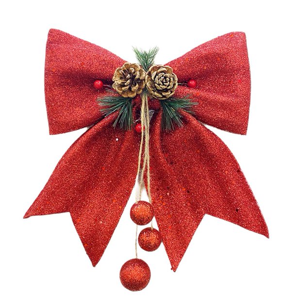 Ruifaya Adorno colgante para árbol de Navidad con lazo de polvo dorado para decoración del hogar #✨ de