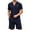 Navy Blue, variant on Men's Two Piece Set Button Polo Shirt and Elastic Waist Shorts Casual Dressy Tracksuit Loose Fit Solid Summer Outfits