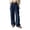 Navy*, variant on RUTAYY Women's Wide Leg Pants Elastic Waist Drawstring Solid Color Side Pockets Relaxed Fit Casual Trousers Pink