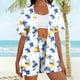 thumbnail image 2 of TaTaai Women Fashion Loose Casual Allover Print Open Front Cardigan Short Sleeve Top Shorts Set With Pockets Lightweight Breathable Machine Washable No Fading Daily Street Wear Gift, 2 of 6