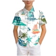 thumbnail image 6 of CAICJ98 Kids Hawaiian Shirt Boys Short Sleeve Button Down Shirts Summer Casual Beach Shirts (Mint Green,11-12 Years), 6 of 6