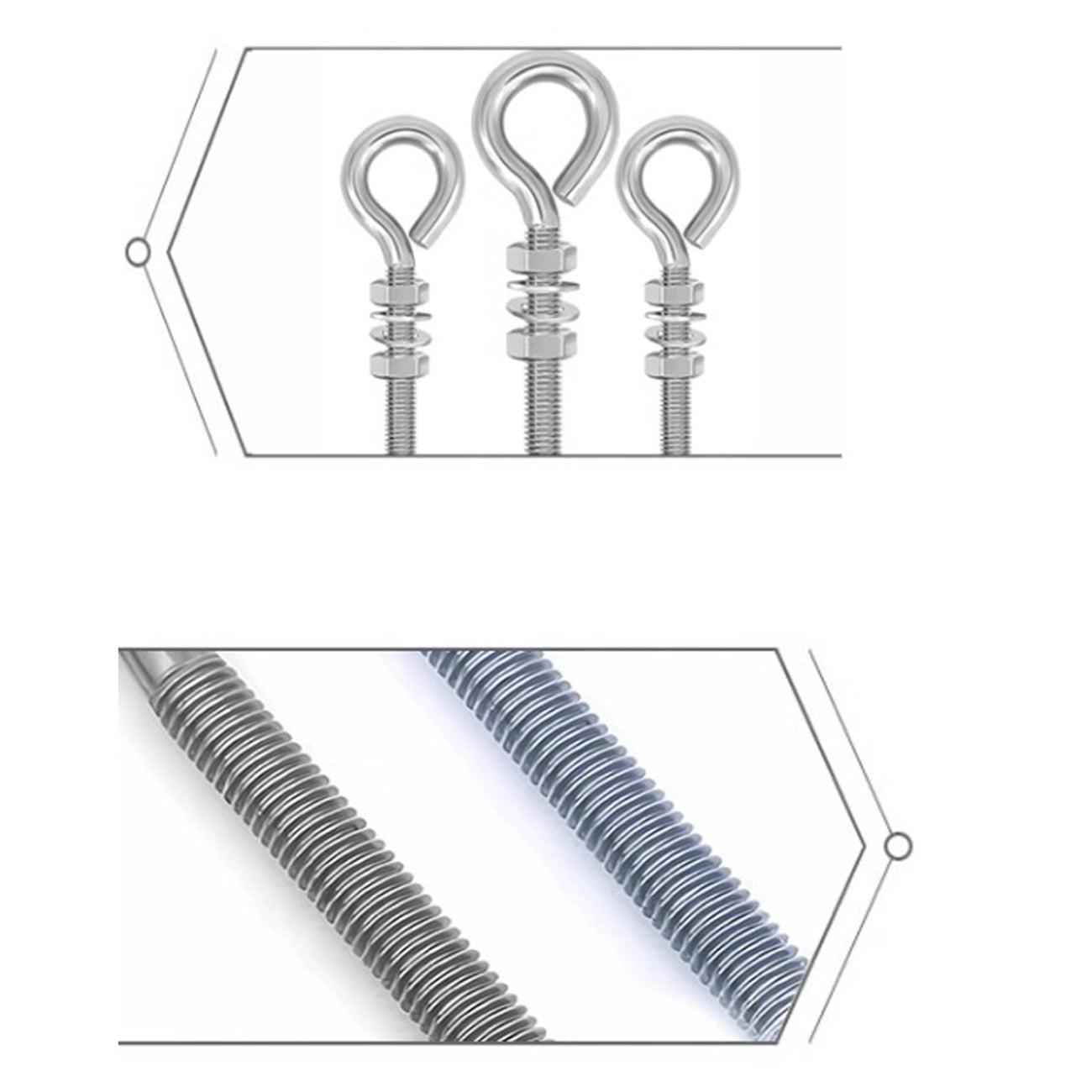 2 Pcs Stainless Steel Sheep Eye Machine Screws Rivets M10x50mm