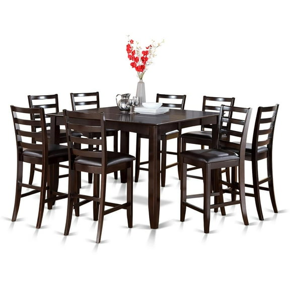 East West Furniture Fairwind 9-piece Wood Dining Set in Cappuccino