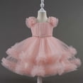 thumbnail image 4 of AWZXDE Girls Formal Tutu Gown For Birthday Recital Girls Party Dress Puff Mesh Elegant Piano Performance Dress Pink, 4 of 8