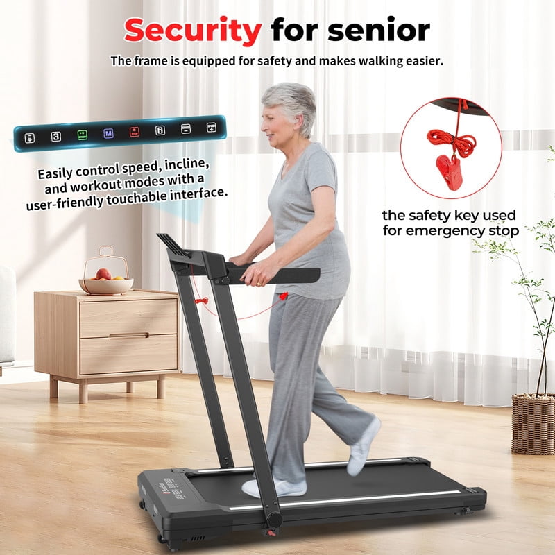 Treadmill with Auto Incline 3 in 1 Folding Handle handrail, Under Desk Portable Walking Pad for Home Office,Walking Jogging Running Pad 2.5HP Low Noise with Remote Control, White