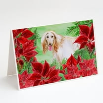 Caroline's Treasures Afghan Hound Poinsettas Christmas Greeting Cards with Envelopes, 5" x 7" (8 Count)