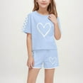 thumbnail image 2 of Zpanxa Ensembles d'Été pour Filles Mode Décontractée Manches Courtes Col Rond Col Bouton Imprimé Ensembles de Shorts 9 Ans, 2 of 7