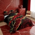 thumbnail image 3 of Manfei Watercolor Marble Bedding Full Comforter Set, Gold Black Red Down Comforter, Modern Mountain Fluid Bedding Sets Full with Comforter, Ultra Soft Bedroom Decorative, 3 Pieces Reversible, 3 of 7