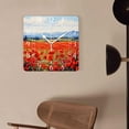 thumbnail image 4 of 12 Inch Wall Clock Battery Operated Square Clock Decorative for Office, Kitchen, Outdoor, Living Room，Oil Painting Red Flowers Colorful Design, 4 of 4