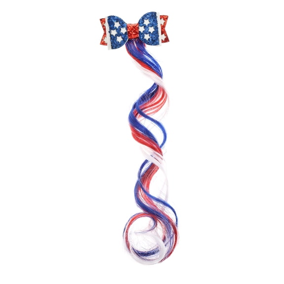 Way to Celebrate Americana Patriotic Faux Hair and Bow Hair Clip