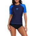 thumbnail image 1 of Beautyin Women's Rash Guards Sports Top Shorts Sleeves Patchwork Athletic Shirt, 1 of 6