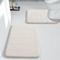 thumbnail image 1 of Juego de alfombrillas de baño Yimobra Memory Foam, 2 piezas, color blanco crema, 1 of 6