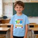 thumbnail image 2 of Tops de Manga Corta Linda con Impresión Gráfica para Niños Niños Y Niñas, Tela Suave Transpirable para la Temporada Escolar, Juego Informal, 2 of 9