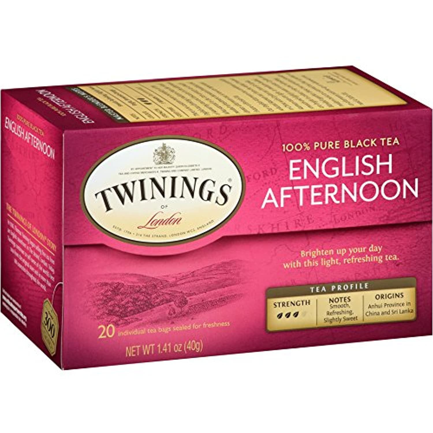 Twinings Of London English Afternoon Black Tea Bags, 20 Count (Pack Of 6)