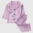 thumbnail image 2 of Bovxnpu Boys Girls Satin Pajamas Sets, Toddler Girls Button-Down Sleepwear 2 Piece Loungewear Set, Solid Color Long Sleeved Home Wear Clothes Suit 5 Years, 2 of 7