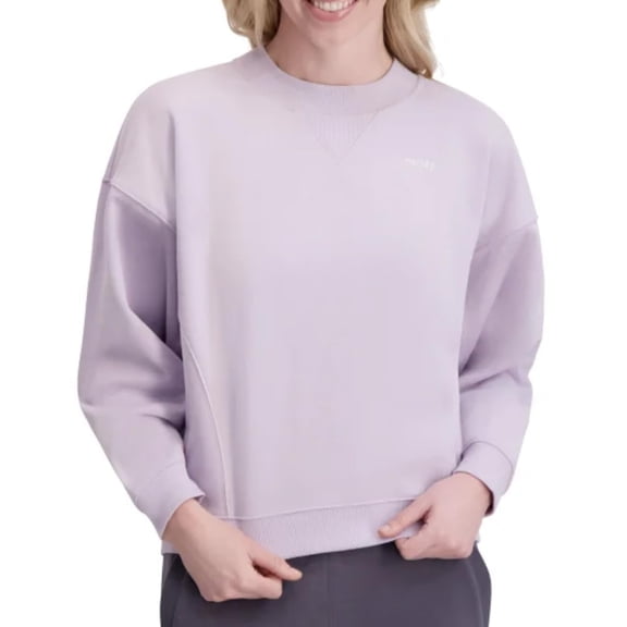 DKNY Sport Women's Long Sleeve Logo Fleece Lined Crewneck Pullover Sweatshirt (US, Alpha, X-Large, Regular, Regular, Purple)