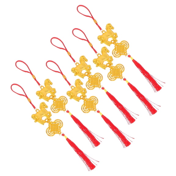 RENACLIPY 6Pcs Year of Horse Decorative Hanging Ornaments Multi Color Chinese New Year Home Accent